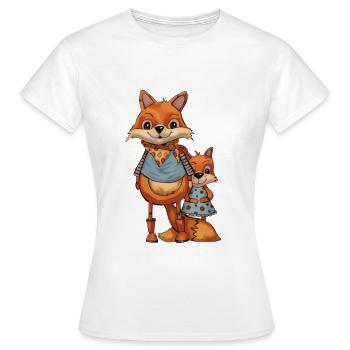 Fuchsfamilie in bunten Outfits - Frauen T-Shirt - Weiß - Vorne - AI Model Female 172 dark (172cm)