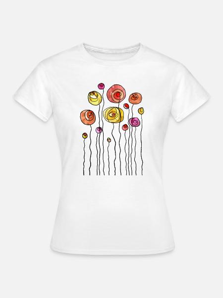 Abstraktes Frühlingsblumen-Thema - Frauen T-Shirt - Weiß