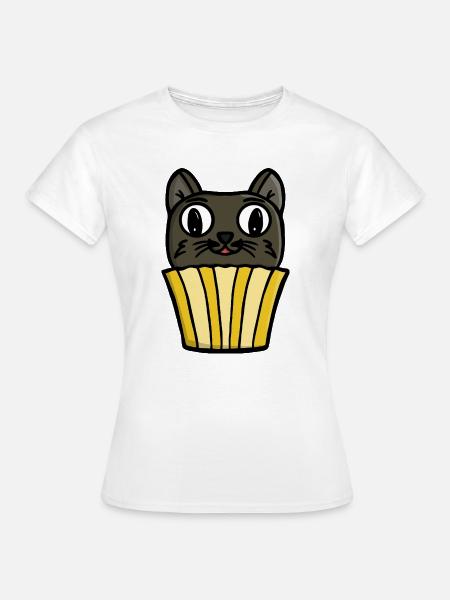 Cupcake Katze Peekaboo - Frauen T-Shirt - Weiß