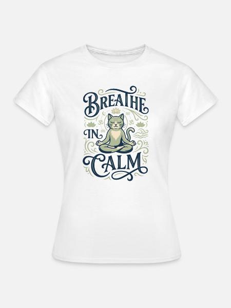 Meditierende Katze in Ruhe - Frauen T-Shirt - Weiß