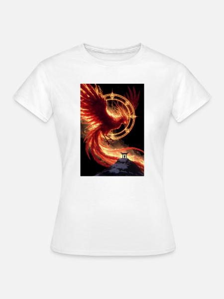 Zinnoberer Vogel (Zhuque) – Feuergeist des Südens - Frauen T-Shirt - Weiß
