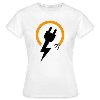 Elektriker Logo mit Blitz und Stecker - Frauen T-Shirt - Weiß - Vorne - AI Model Female 172 dark (172cm)