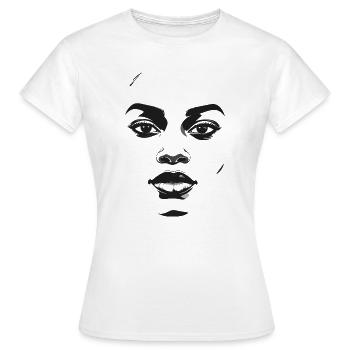 Graphismes de visage monochrome - T-shirt Femme - blanc - Devant - AI Model Female 172 dark (172cm)