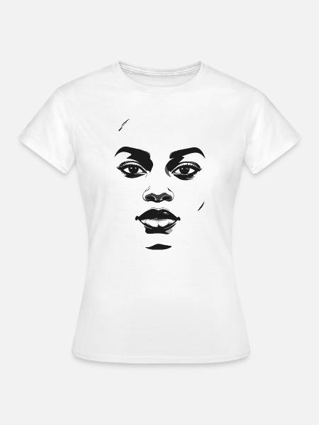 Monochrom Gesichtsgrafik - Frauen T-Shirt - Weiß