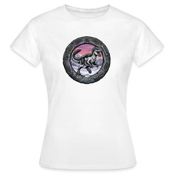 Anneau Dino : YuTyrannos dans un cadre fossile - T-shirt Femme - blanc - Devant - AI Model Female 172 dark (172cm)