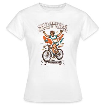 70s Vintage Cycling Poster Pain Is Temporary - Women's T-Shirt - white - Front - AI Model Female 172 dark (172cm)