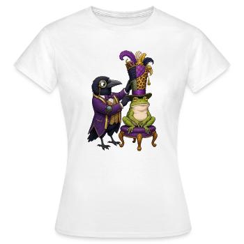 Rabe als Hutmacher mit Frosch im Zauberzylinder - Frauen T-Shirt - Weiß - Vorne - AI Model Female 172 dark (172cm)