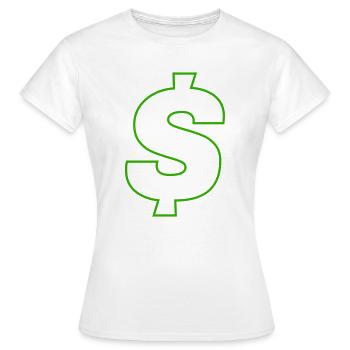 Conception du contour en dollar néon - T-shirt Femme - blanc - Devant - AI Model Female 172 dark (172cm)