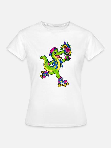 Rollschuh-Krokodil - Frauen T-Shirt - Weiß