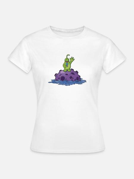 Süßes Comic Alien - Frauen T-Shirt - Weiß