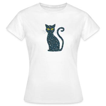 chat de minuit - Stars minuit Cat Lune - T-shirt Femme - blanc - Devant - AI Model Female 172 dark (172cm)