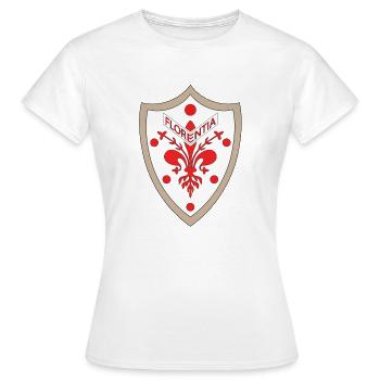 Wappen mit Florence Lilie und Medici Bällen - Frauen T-Shirt - Weiß - Vorne - AI Model Female 172 dark (172cm)