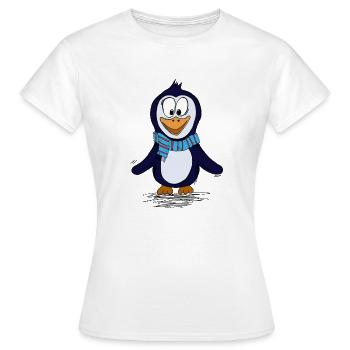 Drôle de piguin avec foulard - T-shirt Femme - blanc - Devant - AI Model Female 172 dark (172cm)