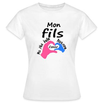 Mon fils ma plus belle histoire d amour - T-shirt Femme - blanc - Devant - AI Model Female 172 dark (172cm)