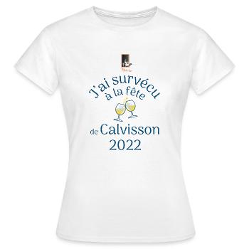 J'ai survécu à la fête à Calvisson - T-shirt Femme - blanc - Devant - AI Model Female 172 dark (172cm)