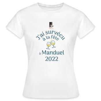 J'ai survécu à la fête à Manduel - T-shirt Femme - blanc - Devant - AI Model Female 172 dark (172cm)