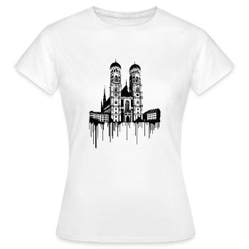 Frauenkirche à Munich | Street Art Banksy Style - T-shirt Femme - blanc - Devant - AI Model Female 172 dark (172cm)