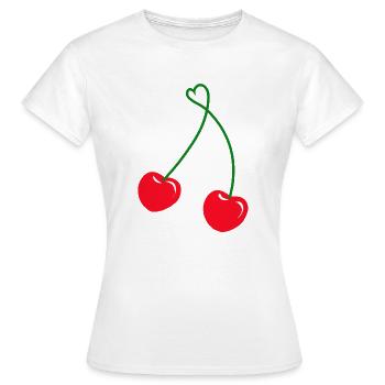 cerises amoureuses - T-shirt Femme - blanc - Devant - AI Model Female 172 dark (172cm)