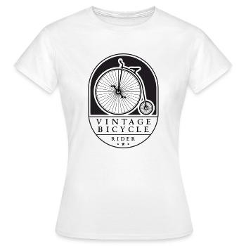 Cycliste vintage, noir sur lumière, penny farthing - T-shirt Femme - blanc - Devant - AI Model Female 172 dark (172cm)