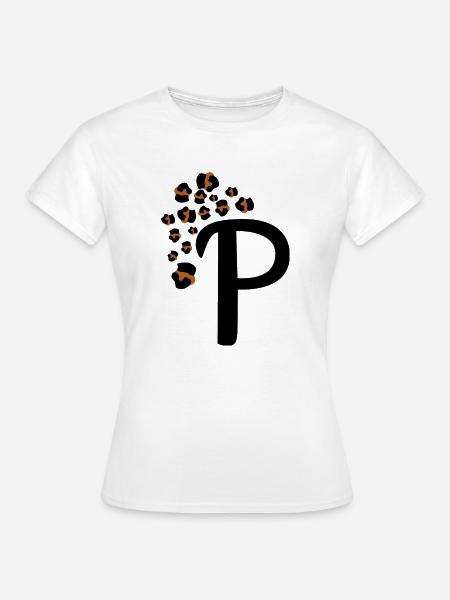 Buchstabe p Leopardenmuster - Frauen T-Shirt - Weiß