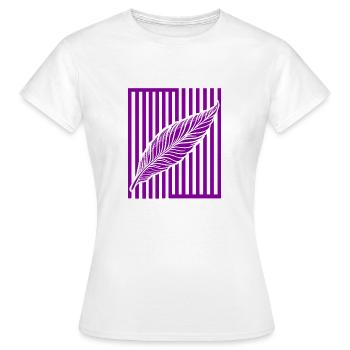 Feder auf vertikalem Balken - Frauen T-Shirt - Weiß - Vorne - AI Model Female 172 dark (172cm)