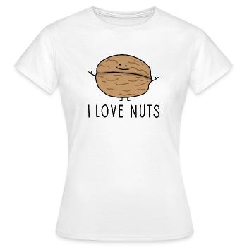 Ich liebe Nüsse - Frauen T-Shirt - Weiß - Vorne - AI Model Female 172 dark (172cm)