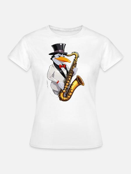 Jazzy Pinguin - Frauen T-Shirt - Weiß