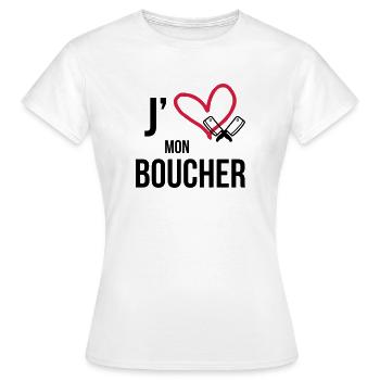 J'aime mon Boucher - T-shirt Femme - blanc - Devant - AI Model Female 172 dark (172cm)