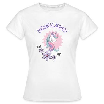 Einhorn Schulkind zur Einschulung - Frauen T-Shirt - Weiß - Vorne - AI Model Female 172 dark (172cm)