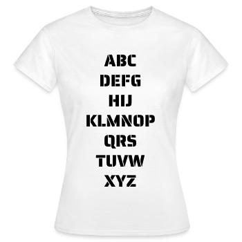 Das Alphabet - Frauen T-Shirt - Weiß - Vorne - AI Model Female 172 dark (172cm)