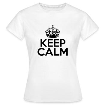 Keep Calm / dein eigener Text selber gestalten - Frauen T-Shirt - Weiß - Vorne - AI Model Female 172 dark (172cm)