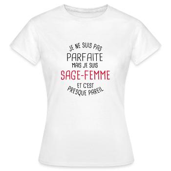 Pas parfaite mais sage-femme - T-shirt Femme - blanc - Devant - AI Model Female 172 dark (172cm)