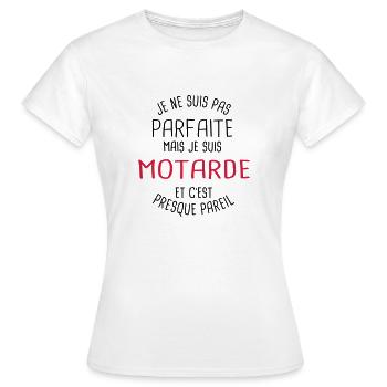 Pas parfaite mais motarde - T-shirt Femme - blanc - Devant - AI Model Female 172 dark (172cm)
