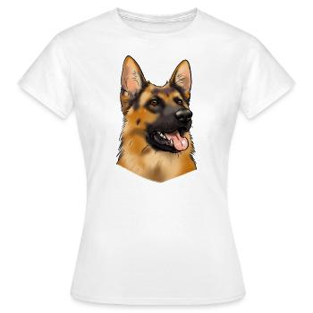 Tête de berger allemand (pour textiles clairs) - T-shirt Femme - blanc - Devant - AI Model Female 172 dark (172cm)