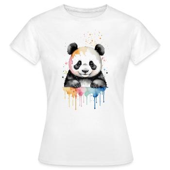 Verspieltes Panda Aquarell - Frauen T-Shirt - Weiß - Vorne - AI Model Female 172 dark (172cm)