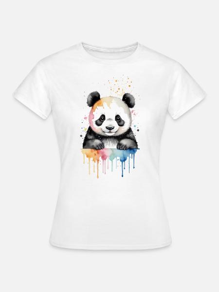 Verspieltes Panda Aquarell - Frauen T-Shirt - Weiß