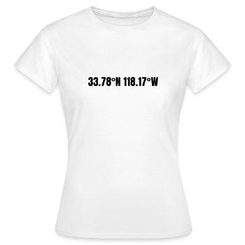 Long Beach, California, USA Coordinates - Women's T-Shirt - white - Front - AI Model Female 172 dark (172cm)