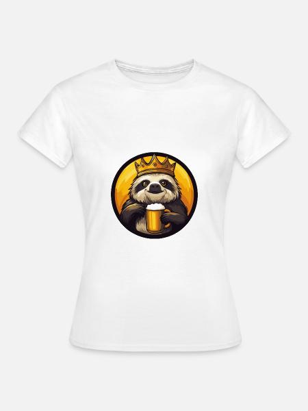 Faultier Bier Comic - Frauen T-Shirt - Weiß