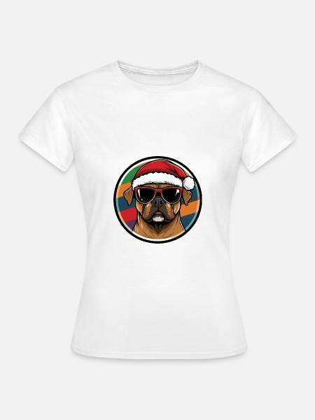 Boxer Hund Weihnachten Cool - Frauen T-Shirt - Weiß