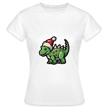 Dinosaurier stegosaurus Weihnachten - Frauen T-Shirt - Weiß - Vorne - AI Model Female 172 dark (172cm)