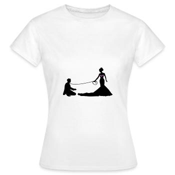 Hochzeit Brautpaar Leine - Frauen T-Shirt - Weiß - Vorne - AI Model Female 172 dark (172cm)