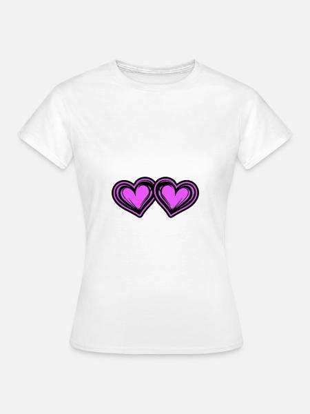 Herzen Symbol Ehe Liebe - Frauen T-Shirt - Weiß