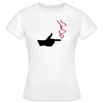 fingergun 2c - Frauen T-Shirt - Weiß - Vorne - AI Model Female 172 dark (172cm)