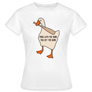 Legen Sie sich mit dem Hupen an, Sie erhalten die Bonk-Tiergrafik - Frauen T-Shirt - Weiß - Vorne - AI Model Female 172 dark (172cm)