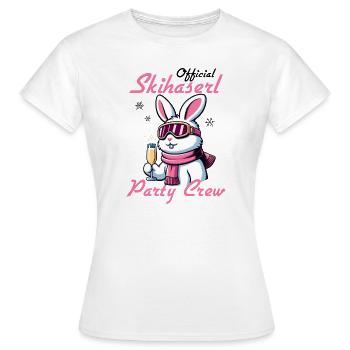 Official Skihaserl Party Crew witzige Ski Sprüche - Frauen T-Shirt - Weiß - Vorne - AI Model Female 172 dark (172cm)