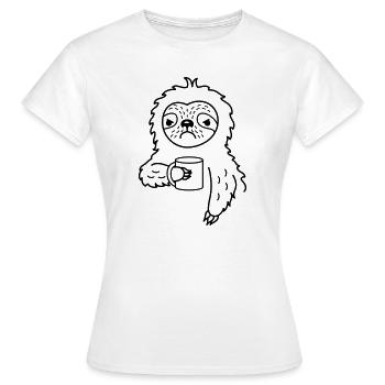Sloth Lounging Chill Coffee Minimalist - Women's T-Shirt - white - Front - AI Model Female 172 dark (172cm)