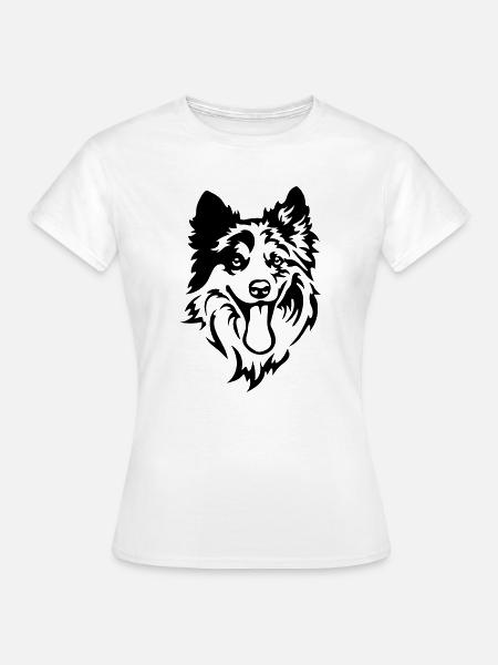Border Collie Kopf - Frauen T-Shirt - Weiß