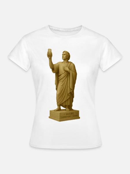 Antiker Philosophier-Statue mit Zitat - Frauen T-Shirt - Weiß