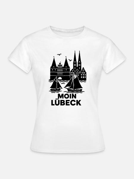 Lübeck Silhouette Moin - Frauen T-Shirt - Weiß