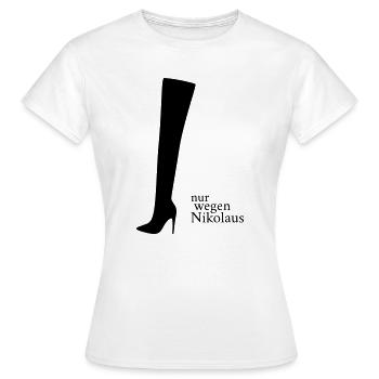À cause de Saint-Nicolas - T-shirt Femme - blanc - Devant - AI Model Female 172 dark (172cm)